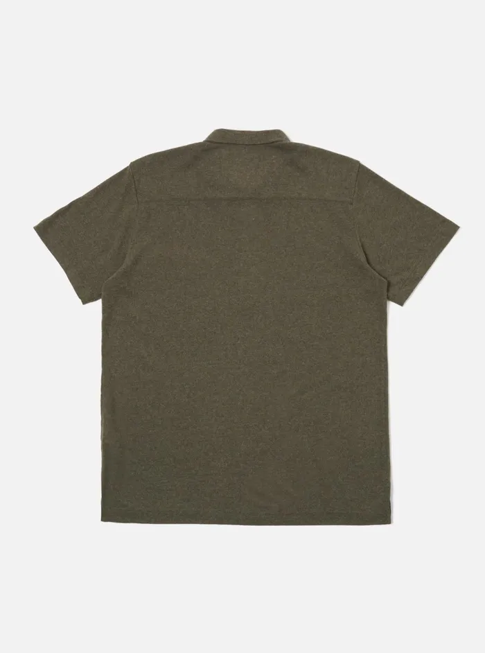 Tees Men Universal Works Universal Works Pullover SS Shirt In Olive Recycled Wool Mix
