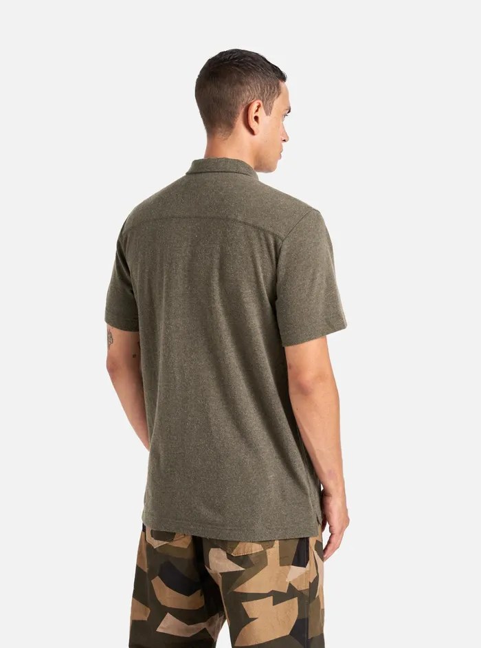 Tees Men Universal Works Universal Works Pullover SS Shirt In Olive Recycled Wool Mix