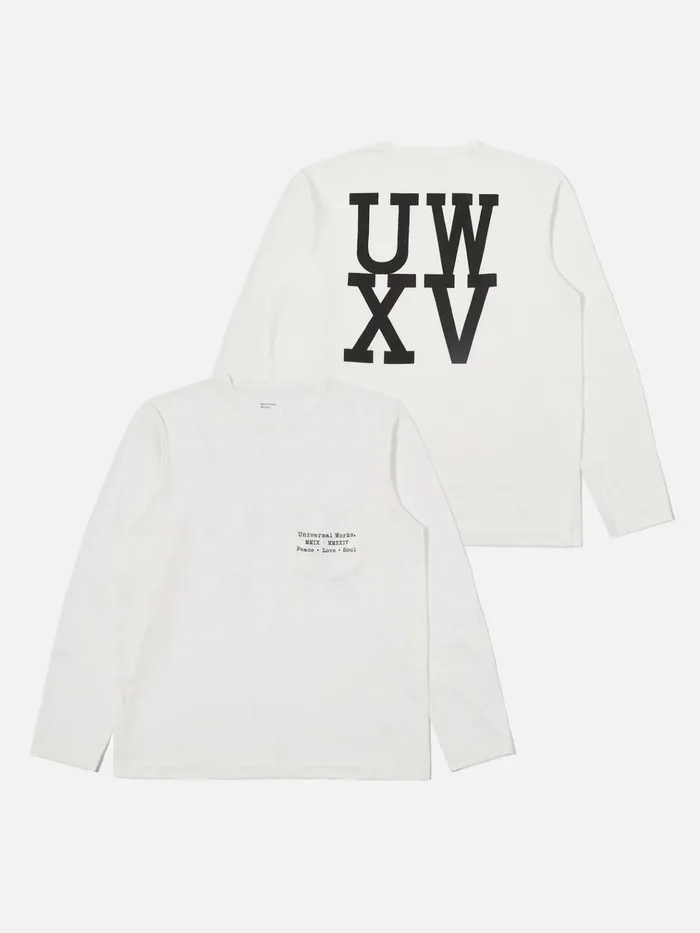Tees Men Universal Works Universal Works Xv Tee Shirt In Ecru Print Jersey