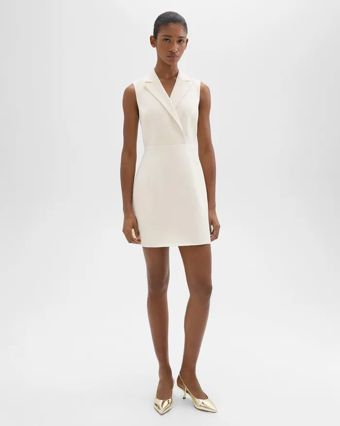 Theory Dresses Peak Lapel Mini Dress In Admiral Crepe Rice 8211 Women