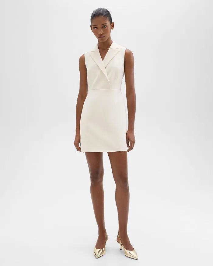 Theory Dresses Peak Lapel Mini Dress In Admiral Crepe Rice 8211 Women