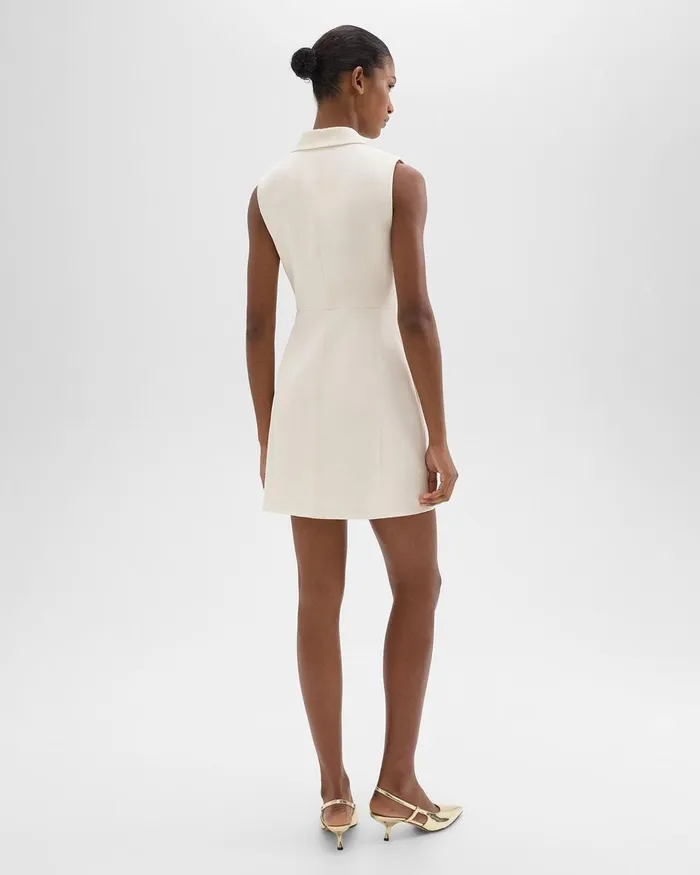 Theory Dresses Peak Lapel Mini Dress In Admiral Crepe Rice 8211 Women