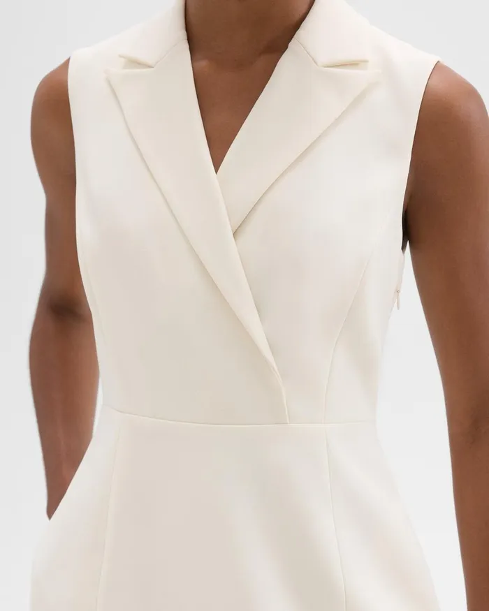 Theory Dresses Peak Lapel Mini Dress In Admiral Crepe Rice 8211 Women