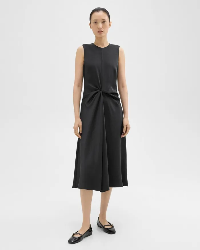 Theory Dresses Twisted Midi Dress Black 8211 Women