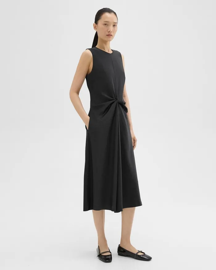 Theory Dresses Twisted Midi Dress Black 8211 Women
