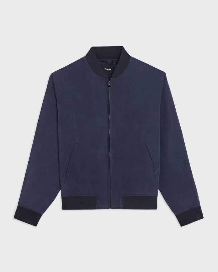 Theory Outerwear Olivard Bomber Jacket In Fluid Twill Baltic 8211 Men