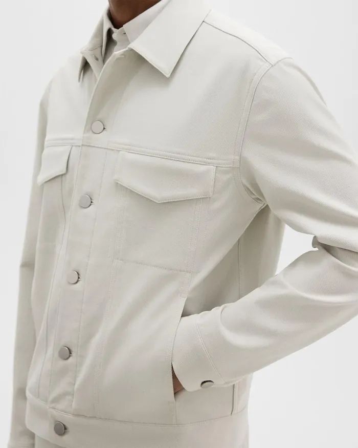 Theory Outerwear River Trucker Jacket In Neoteric Twill Limestone 8211 Men
