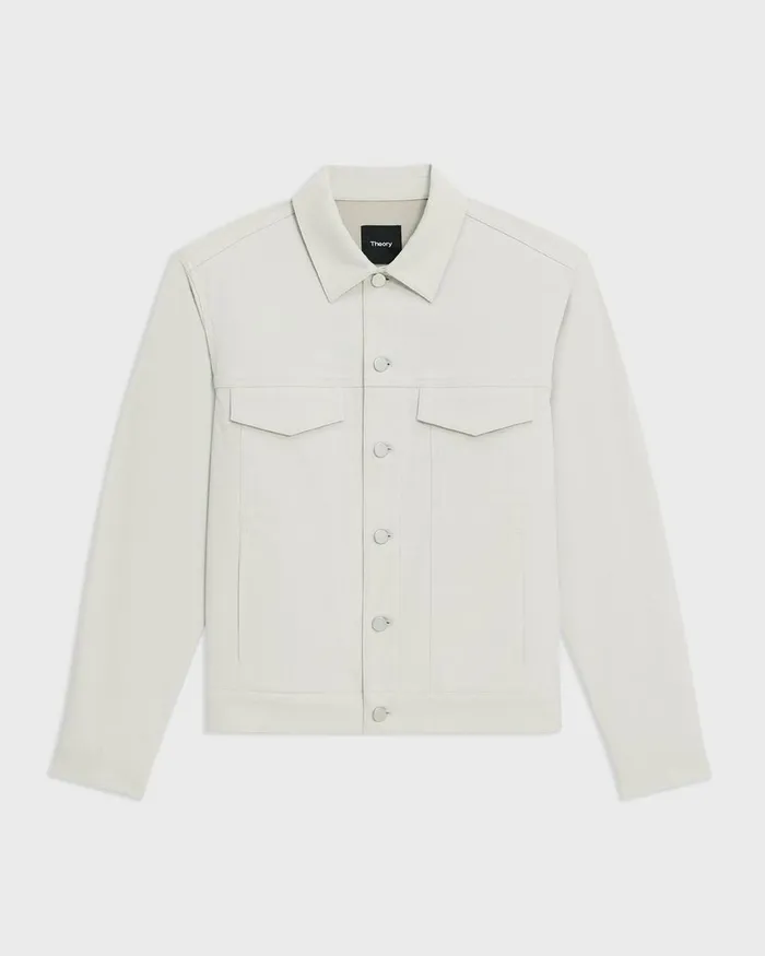 Theory Outerwear River Trucker Jacket In Neoteric Twill Limestone 8211 Men