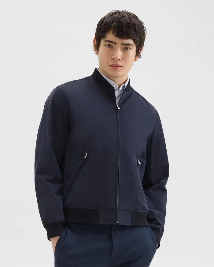 Theory Outerwear Tailored Bomber Jacket In Foundation Twill Baltic 8211 Men