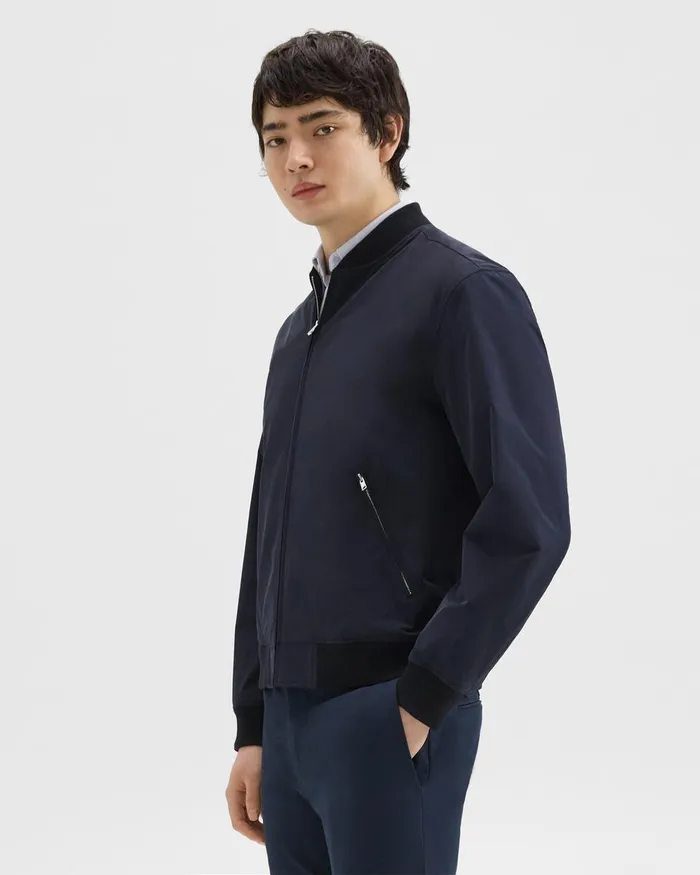 Theory Outerwear Tailored Bomber Jacket In Foundation Twill Baltic 8211 Men