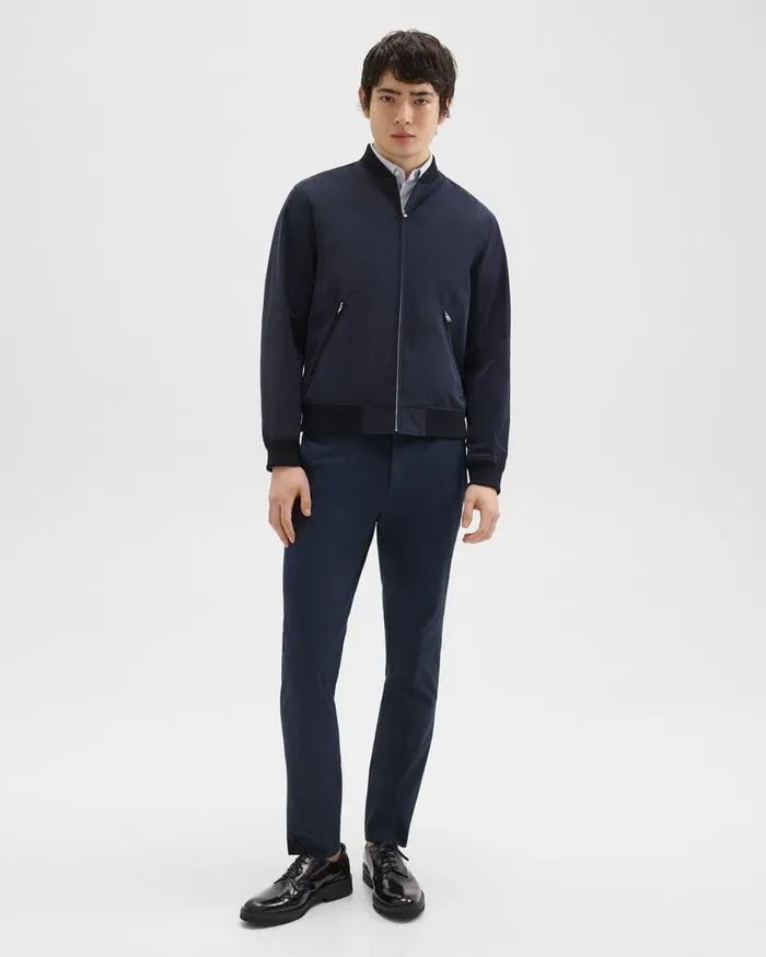 Theory Outerwear Tailored Bomber Jacket In Foundation Twill Baltic 8211 Men