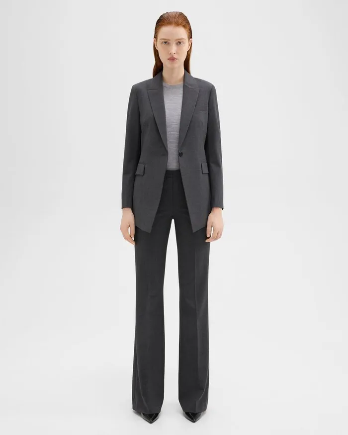 Theory Pants Demitria Pant In Good Wool Charcoal Melange 8211 Women
