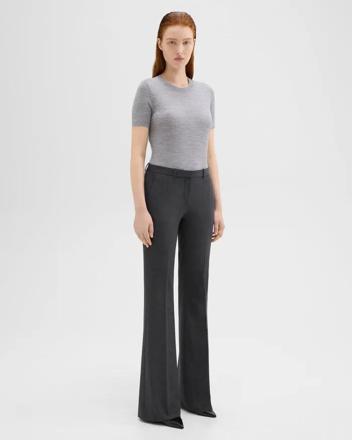 Theory Pants Demitria Pant In Good Wool Charcoal Melange 8211 Women