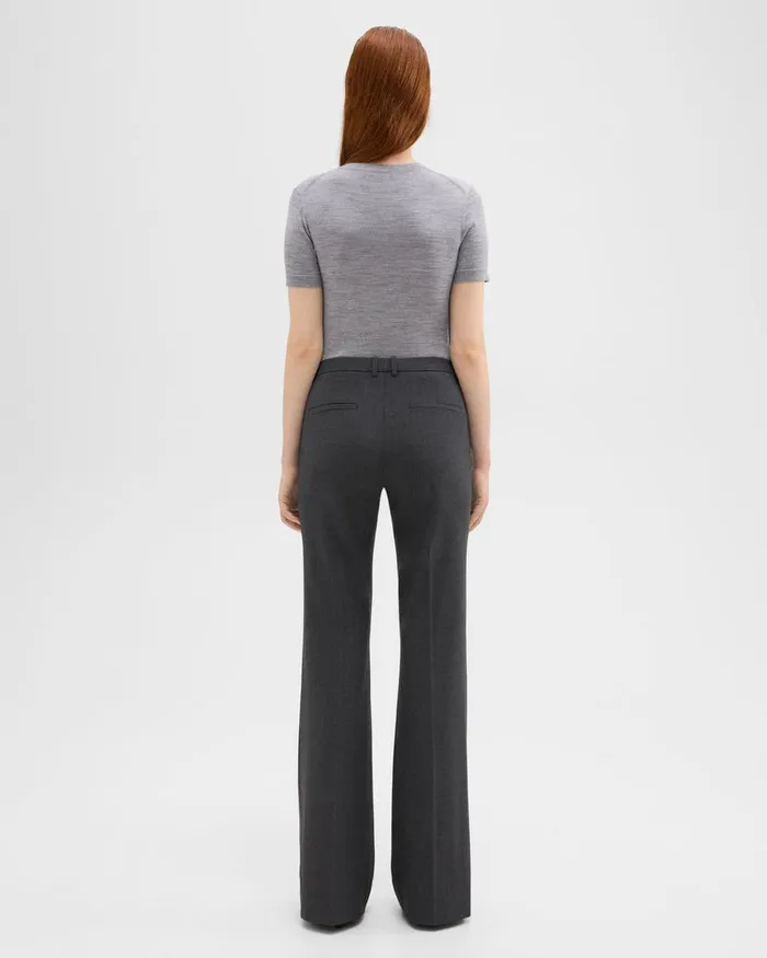 Theory Pants Demitria Pant In Good Wool Charcoal Melange 8211 Women