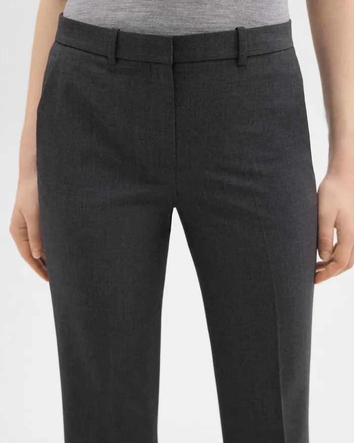 Theory Pants Demitria Pant In Good Wool Charcoal Melange 8211 Women