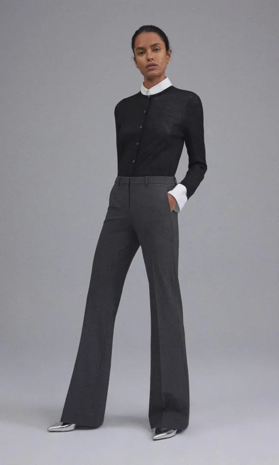 Theory Pants Demitria Pant In Good Wool Charcoal Melange 8211 Women