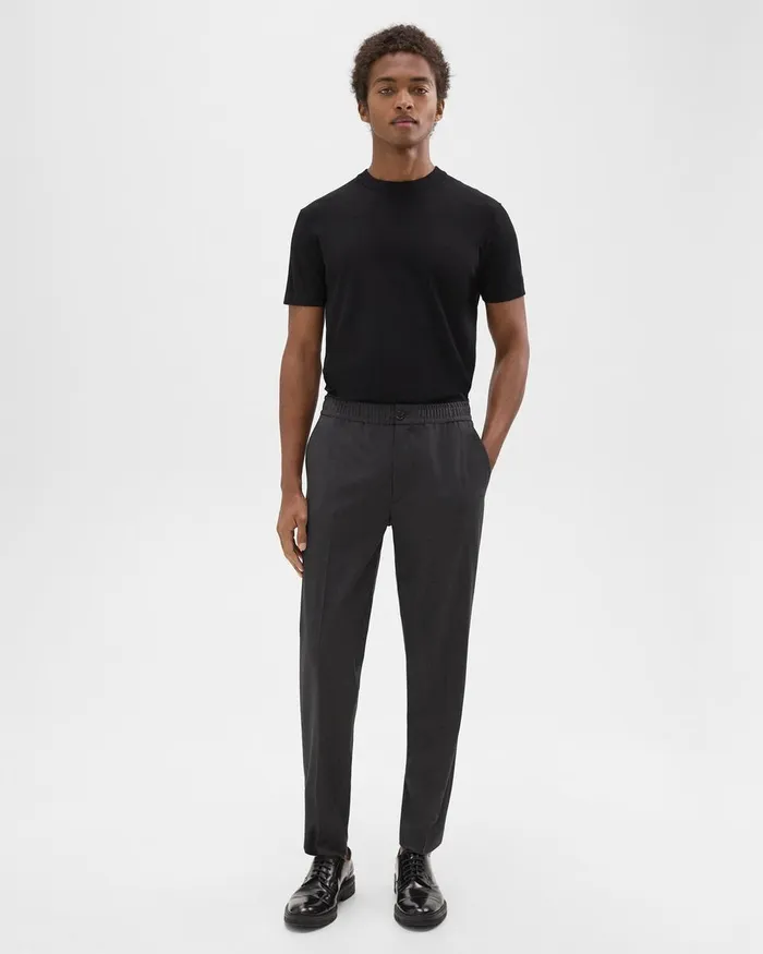 Theory Pants Larin Drawstring Pant In Stretch Wool Dark Charcoal 8211 Men