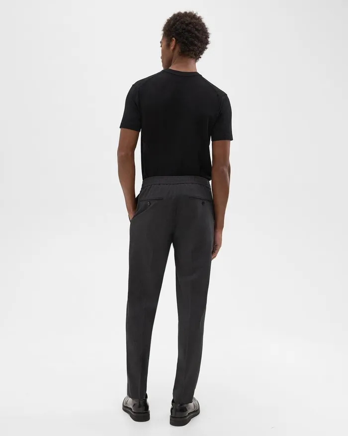 Theory Pants Larin Drawstring Pant In Stretch Wool Dark Charcoal 8211 Men