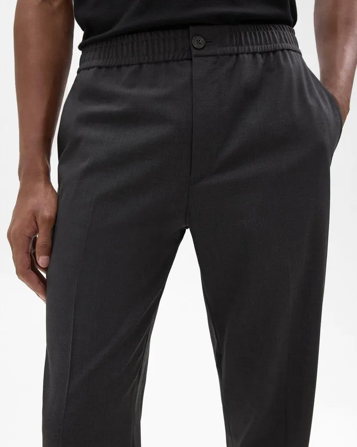 Theory Pants Larin Drawstring Pant In Stretch Wool Dark Charcoal 8211 Men
