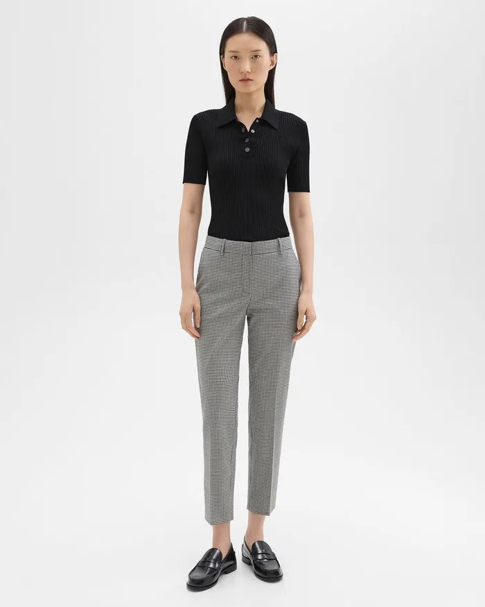 Theory Pants Treeca Pant In Plaid Stretch Wool Black Multi 8211 Women