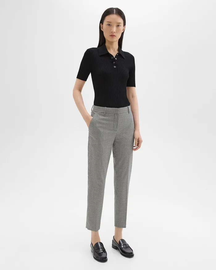 Theory Pants Treeca Pant In Plaid Stretch Wool Black Multi 8211 Women