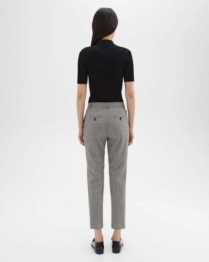 Theory Pants Treeca Pant In Plaid Stretch Wool Black Multi 8211 Women