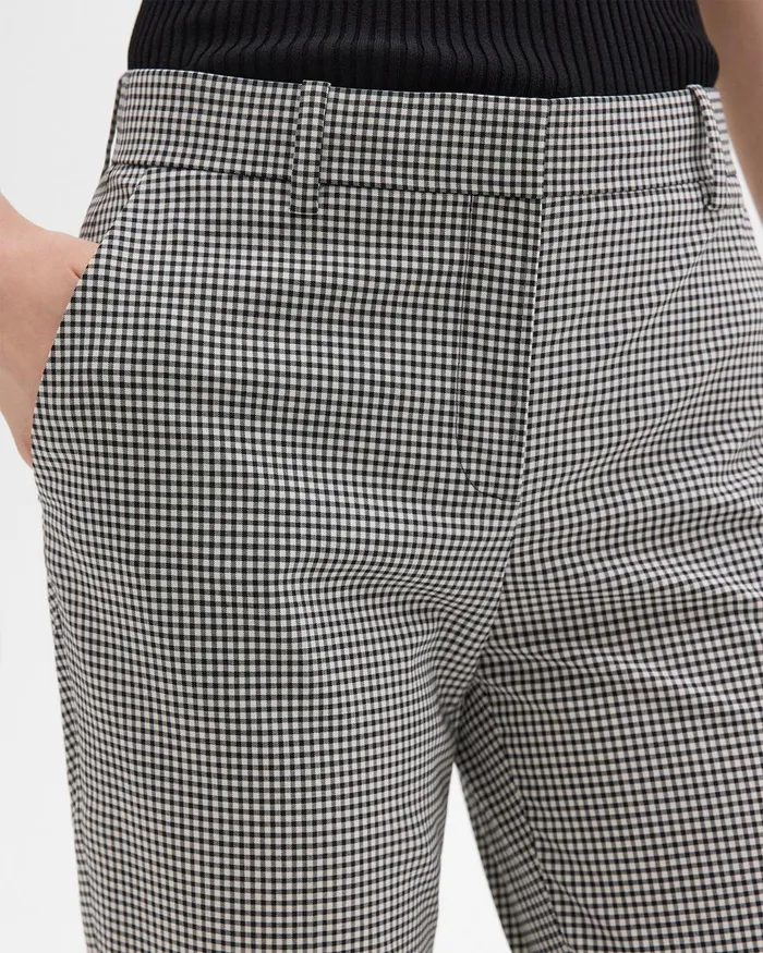 Theory Pants Treeca Pant In Plaid Stretch Wool Black Multi 8211 Women