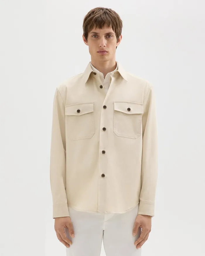 Theory Shirts Garvin Shirt Jacket In Organic Cotton New Sand 8211 Men