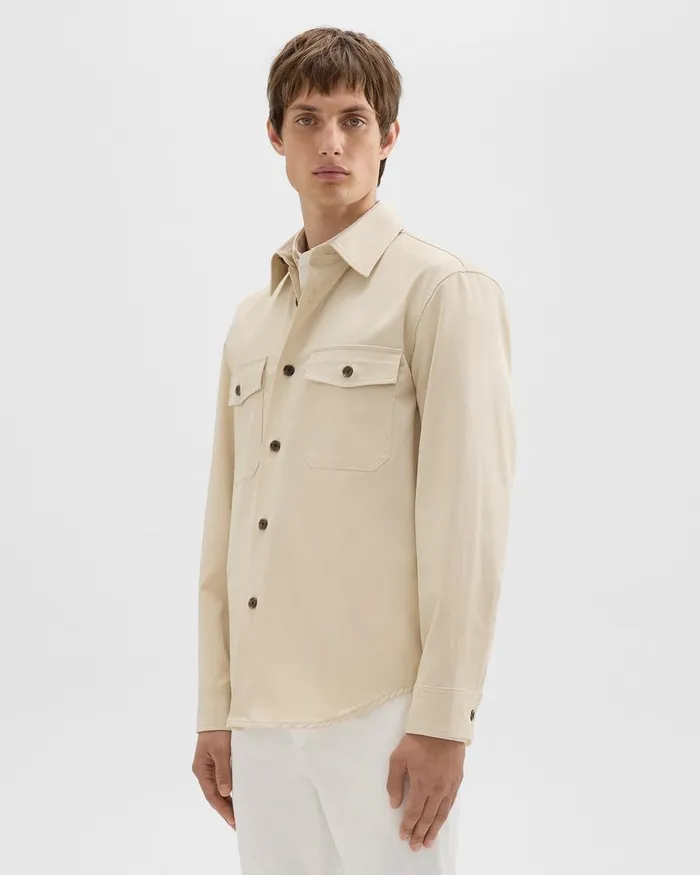Theory Shirts Garvin Shirt Jacket In Organic Cotton New Sand 8211 Men
