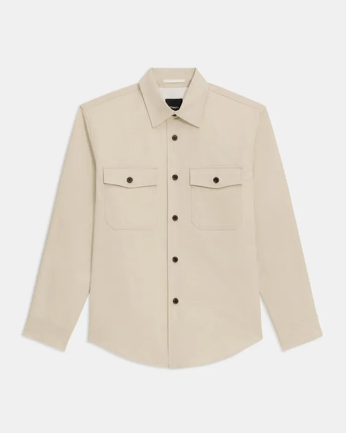 Theory Shirts Garvin Shirt Jacket In Organic Cotton New Sand 8211 Men