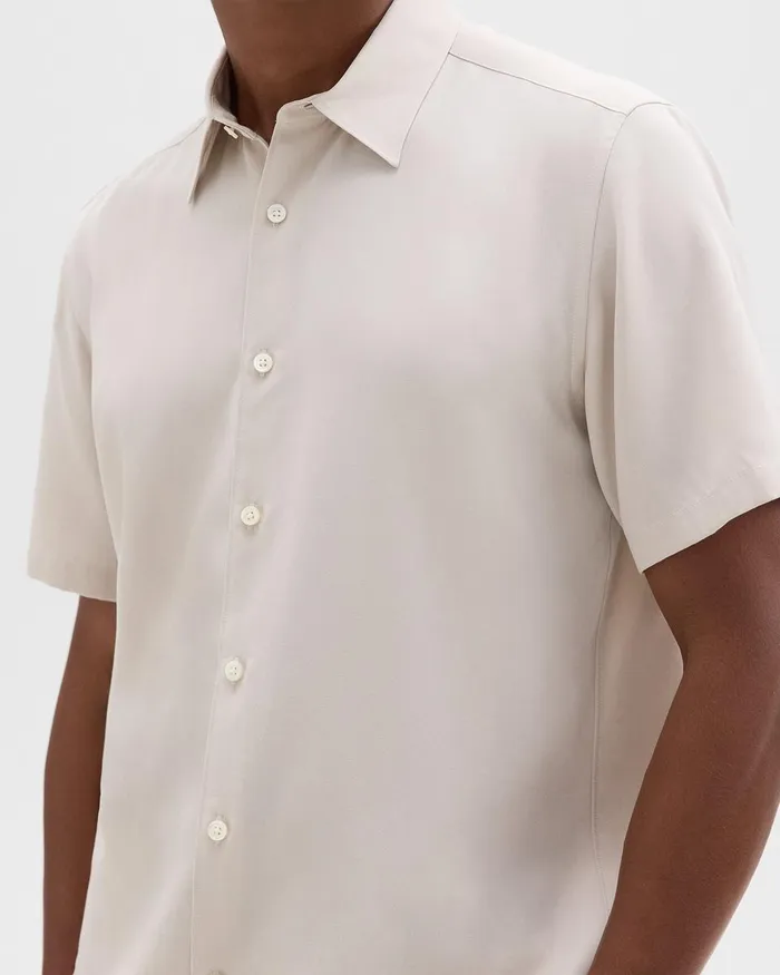Theory Shirts Irving ShortSleeve Shirt In Fluid Twill New Sand 8211 Men
