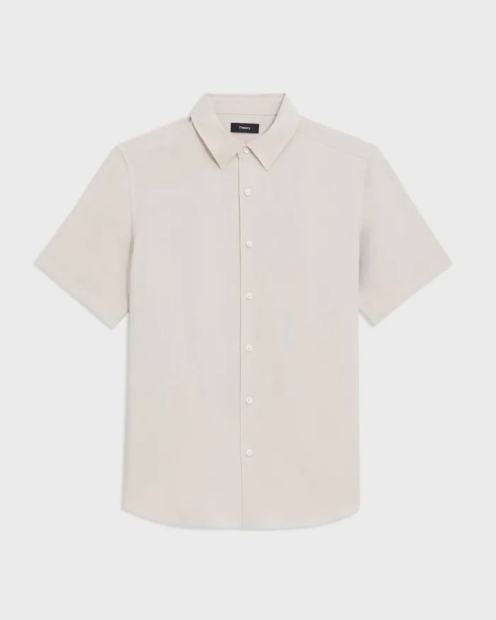 Theory Shirts Irving ShortSleeve Shirt In Fluid Twill New Sand 8211 Men