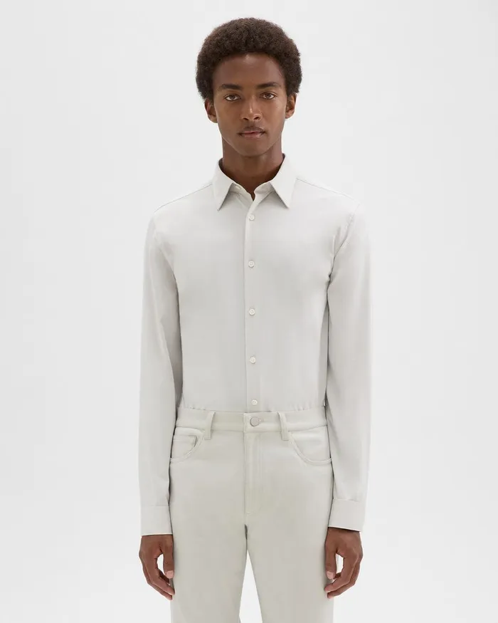 Theory Shirts Sylvain Shirt In Structure Knit Limestone 8211 Men