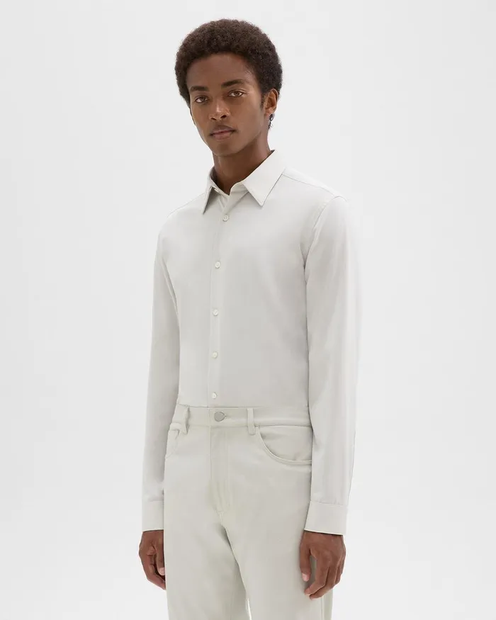 Theory Shirts Sylvain Shirt In Structure Knit Limestone 8211 Men