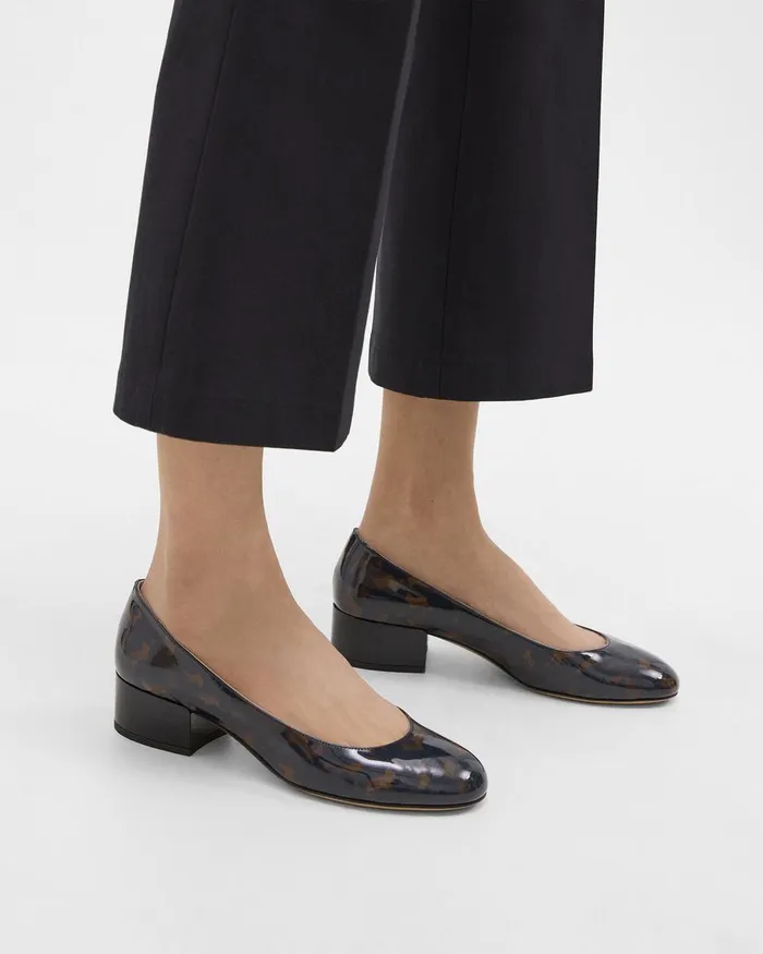 Theory Shoes Ballet Pump In Tortoiseshell Print Leather Blackbrown 8211 Women