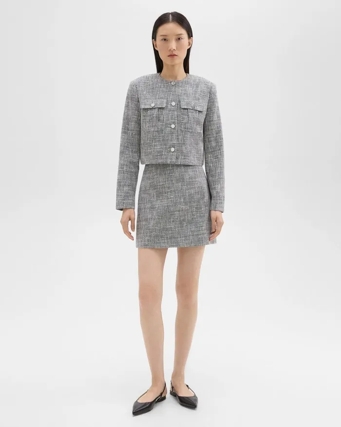 Theory Skirts Mini Skirt In Canvas Tweed Black Multi 8211 Women