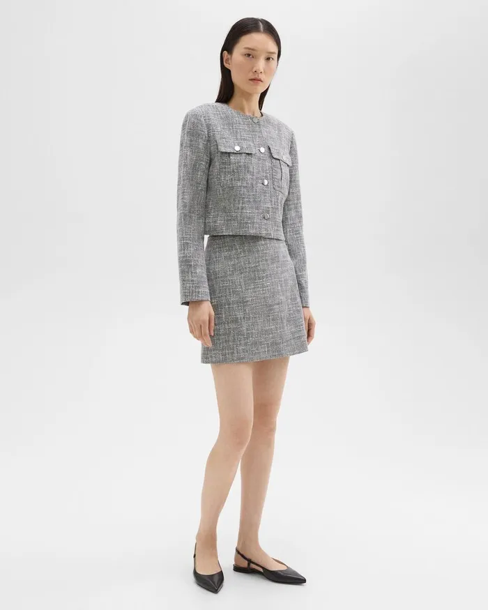Theory Skirts Mini Skirt In Canvas Tweed Black Multi 8211 Women
