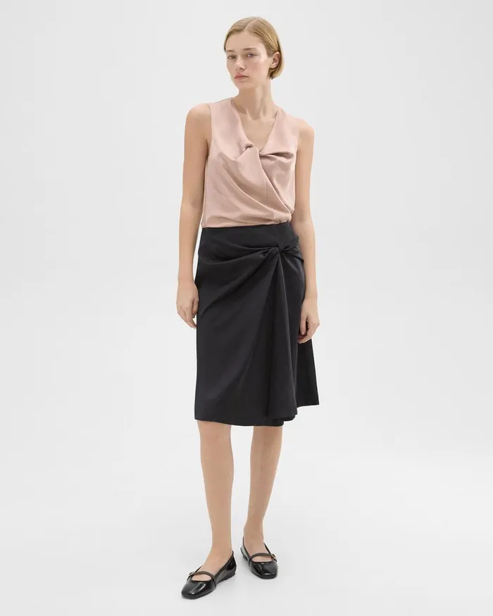 Theory Skirts Twisted Midi Skirt Black 8211 Women