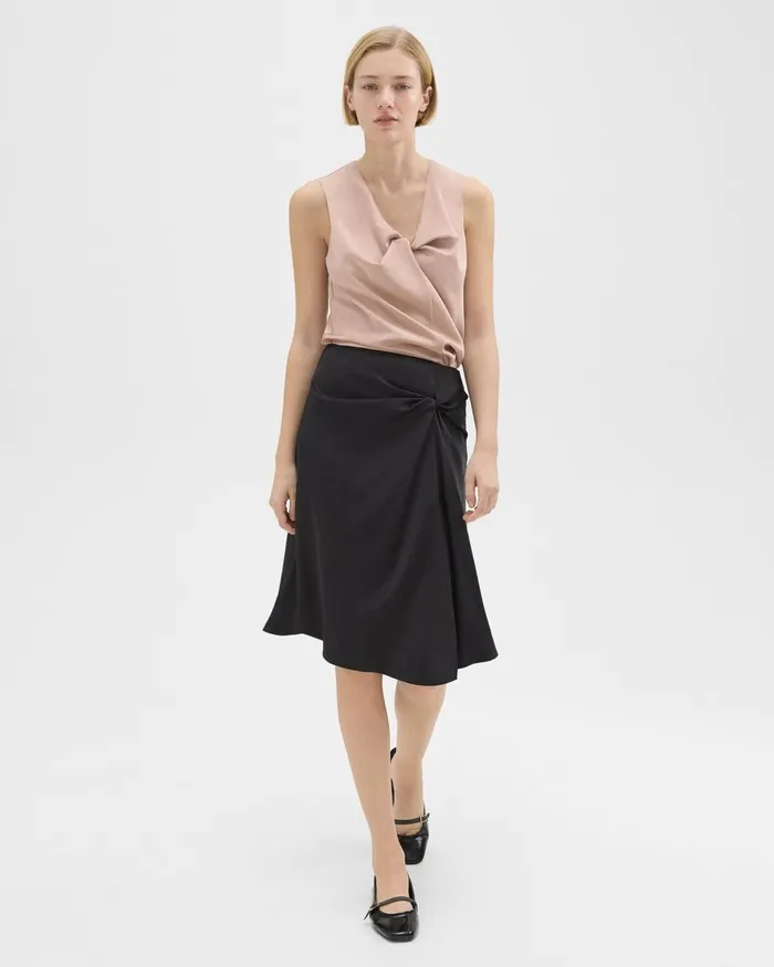Theory Skirts Twisted Midi Skirt Black 8211 Women