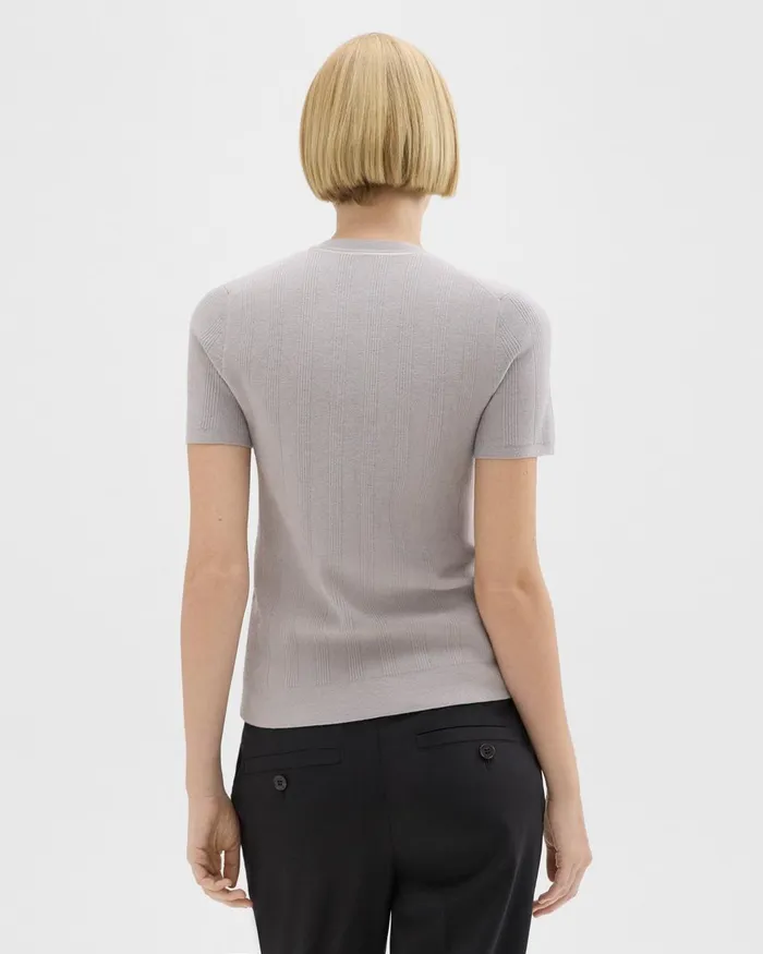 Theory Sweaters Cardigans Rib Knit ShortSleeve Henley Warm Silver 8211 Women