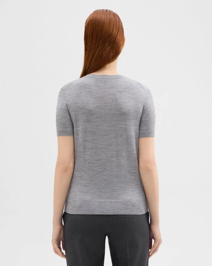 Theory Sweaters Cardigans ShortSleeve Sweater In Regal Wool Cool Heather Grey 8211 Women