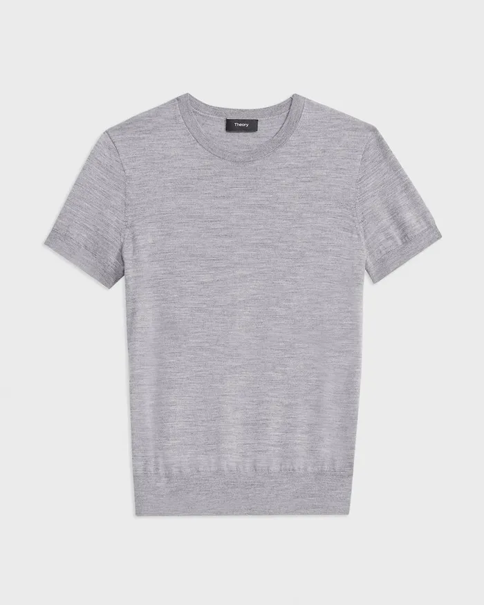 Theory Sweaters Cardigans ShortSleeve Sweater In Regal Wool Cool Heather Grey 8211 Women