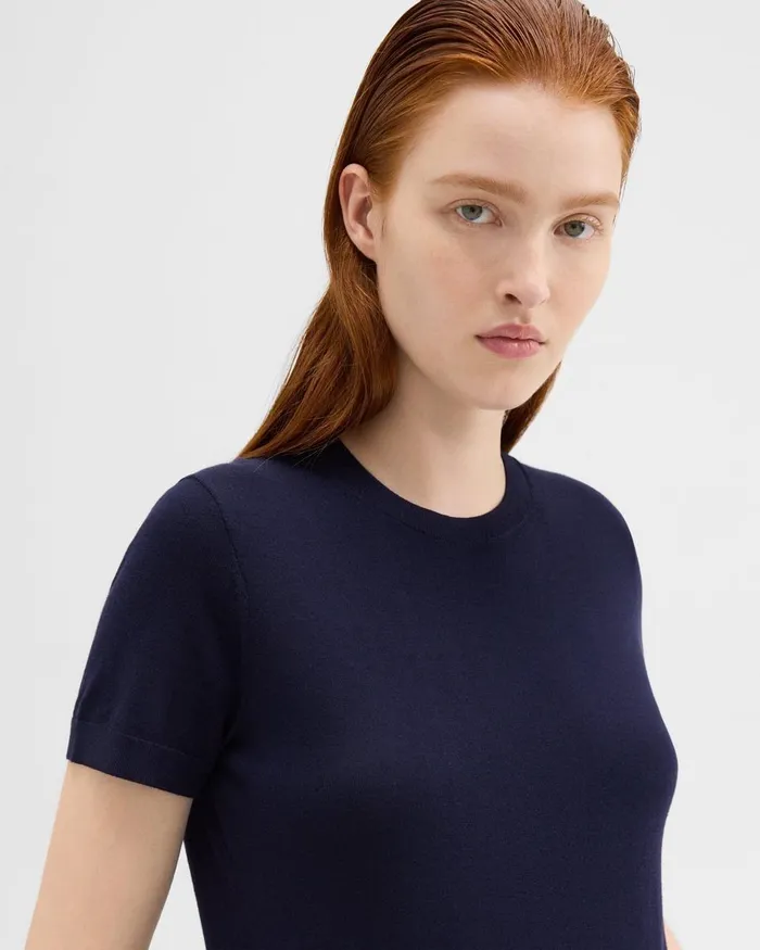 Theory Sweaters Cardigans ShortSleeve Sweater In Regal Wool Deep Navy 8211 Women