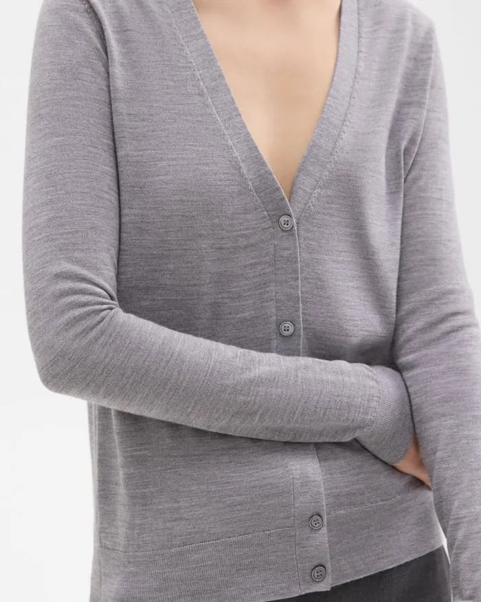 Theory Sweaters Cardigans VNeck Cardigan In Regal Wool Cool Heather Grey 8211 Women