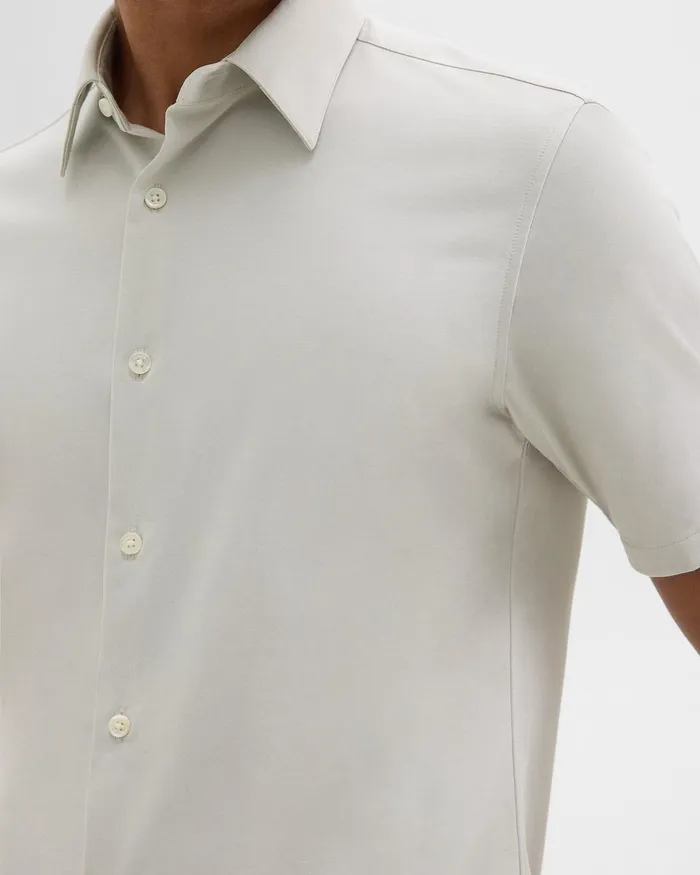 Theory Tshirts Polos Irving ShortSleeve Shirt In Structure Knit Limestone 8211 Men