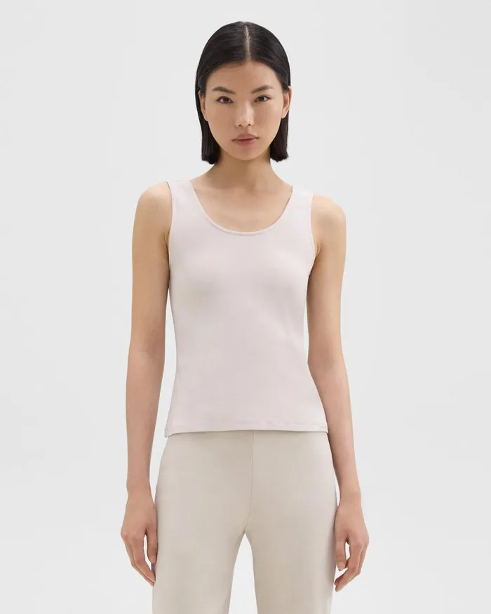 Theory TShirts Scoop Neck Tank Top In Rib Knit Viscose Sand 8211 Women