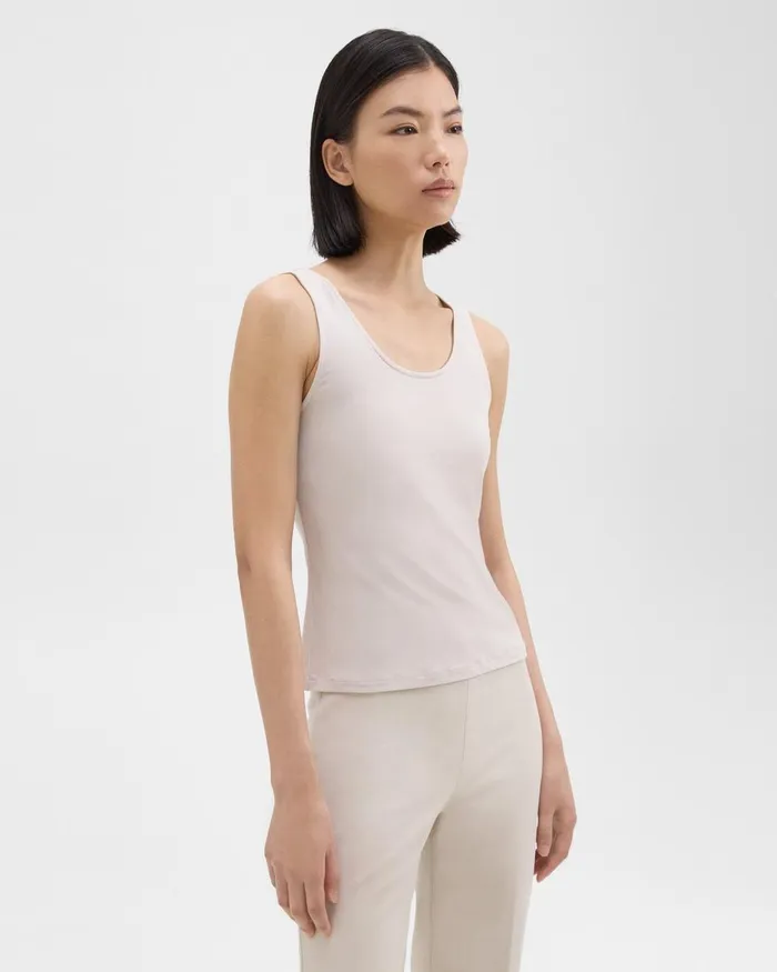 Theory TShirts Scoop Neck Tank Top In Rib Knit Viscose Sand 8211 Women