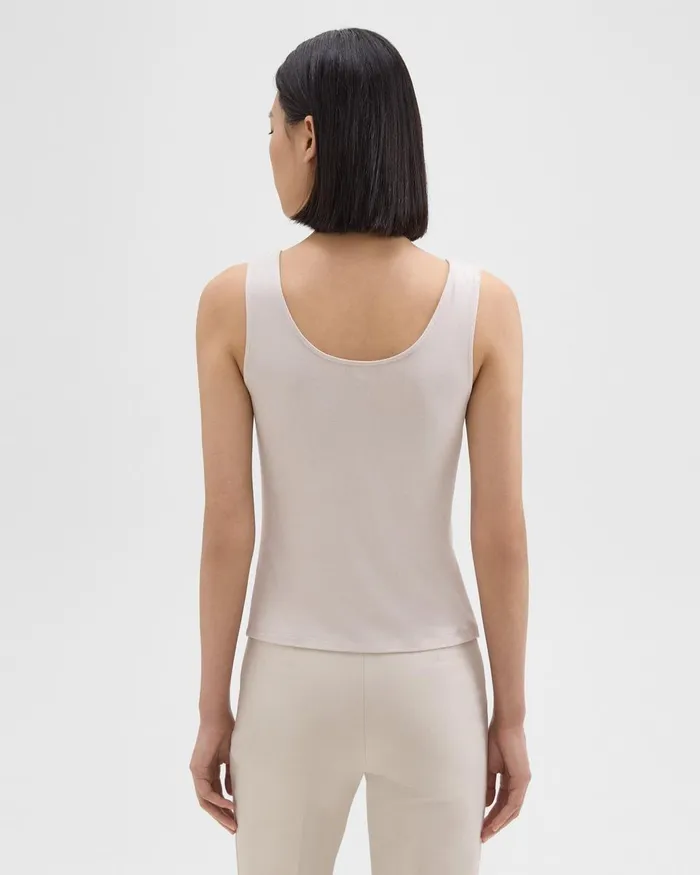 Theory TShirts Scoop Neck Tank Top In Rib Knit Viscose Sand 8211 Women