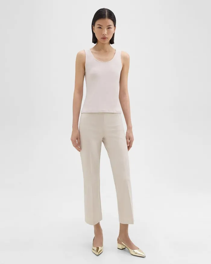 Theory TShirts Scoop Neck Tank Top In Rib Knit Viscose Sand 8211 Women