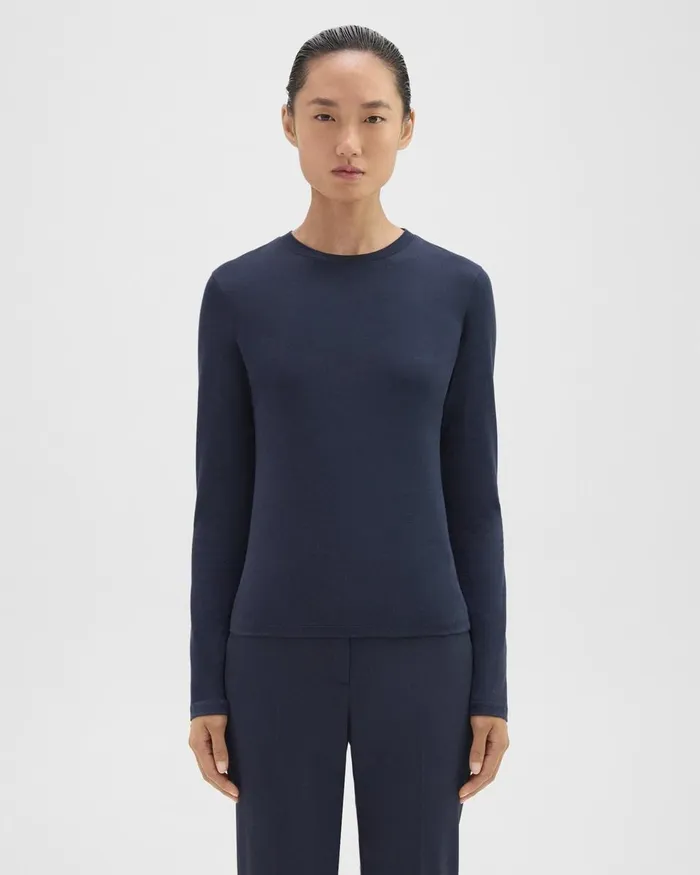 Theory TShirts Tiny LongSleeve Tee In Organic Cotton Nocturne Navy 8211 Women